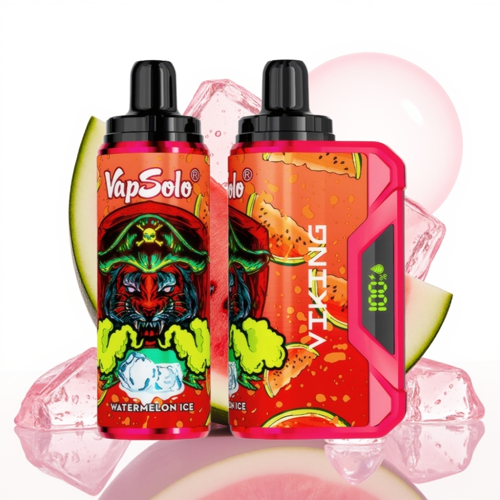 VapSolo VIKING 12000 Puffs 22ml Gelo de Melancia Display LED Tipo-C 20/50 mg/ml