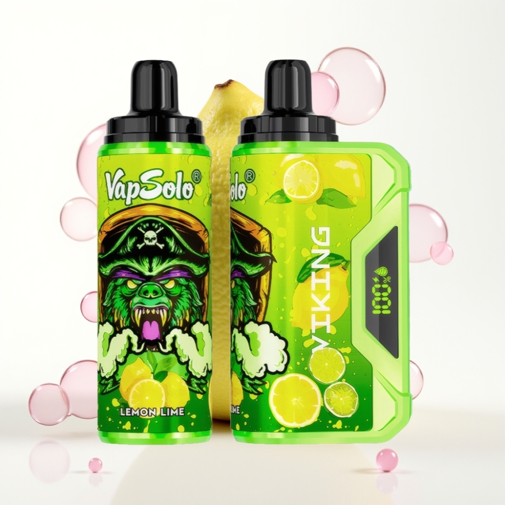 VapSolo VIKING 12000 Puffs Cítrico Limão Vape Descartável, 22ml, Tipo-C, LED