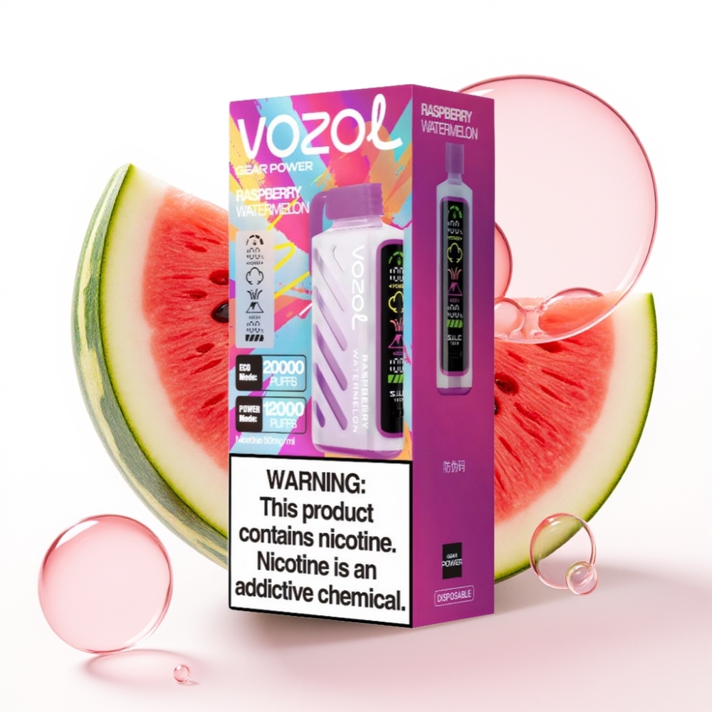 VOZOL Gear Power 20000 Puffs Dispositivo Vaporizador Descarte Framboesa Melancia Tela Cheia 20mL 5%