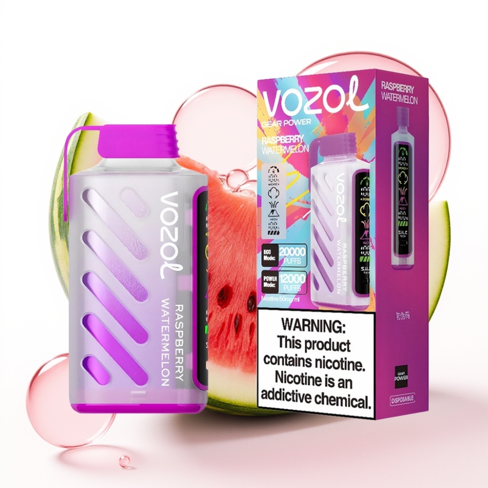 VOZOL Gear Power 20000 Puffs Dispositivo Vaporizador Descarte Framboesa Melancia Tela Cheia 20mL 5%