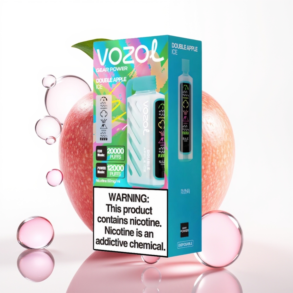 VOZOL Gear Power 20000 Puffs Double Maçã Ice S.i.L.C. Tech Dual Mesh Coil 20mL 5%