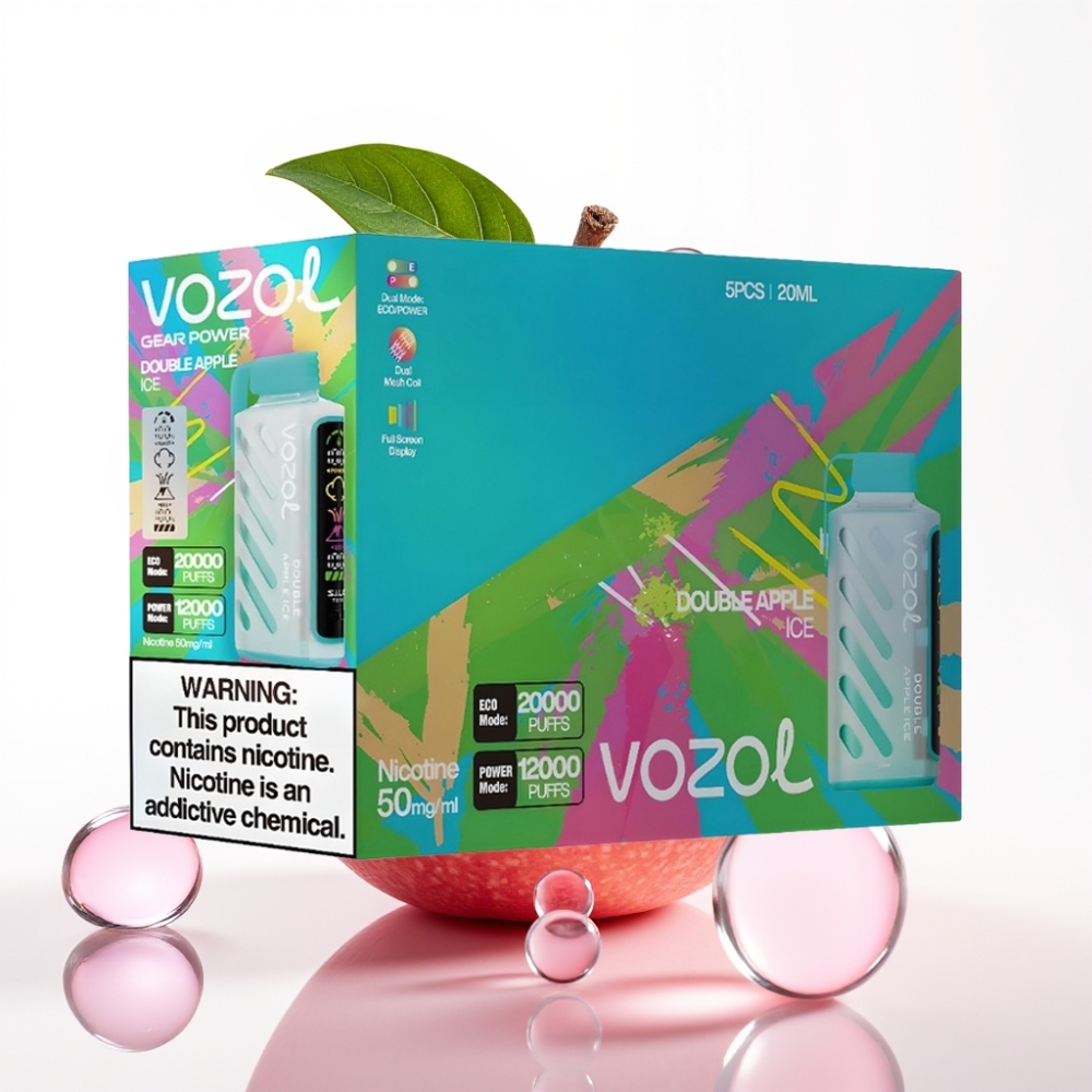 VOZOL Gear Power 20000 Puffs Double Maçã Ice S.i.L.C. Tech Dual Mesh Coil 20mL 5%