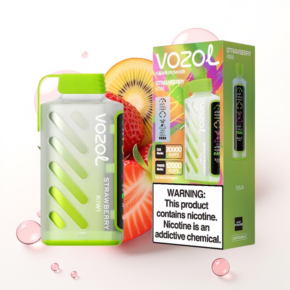 VOZOL Gear Power 20000 Puffs Morango Kiwi Tela Inteira Dual Mesh Coil 20mL 50mg