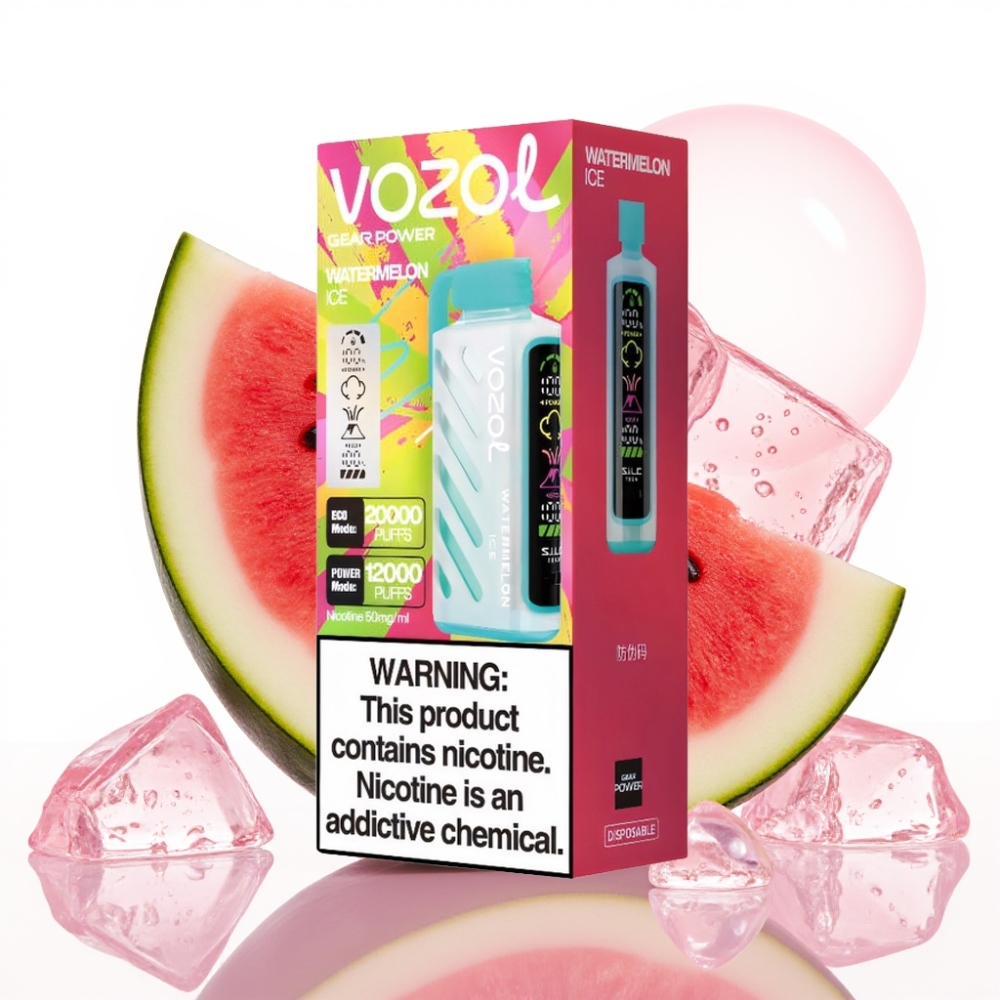 VOZOL Gear Power 20000 Puffs S.i.L.C. Tech Display Tela Cheia Sabor Melancia Gelada