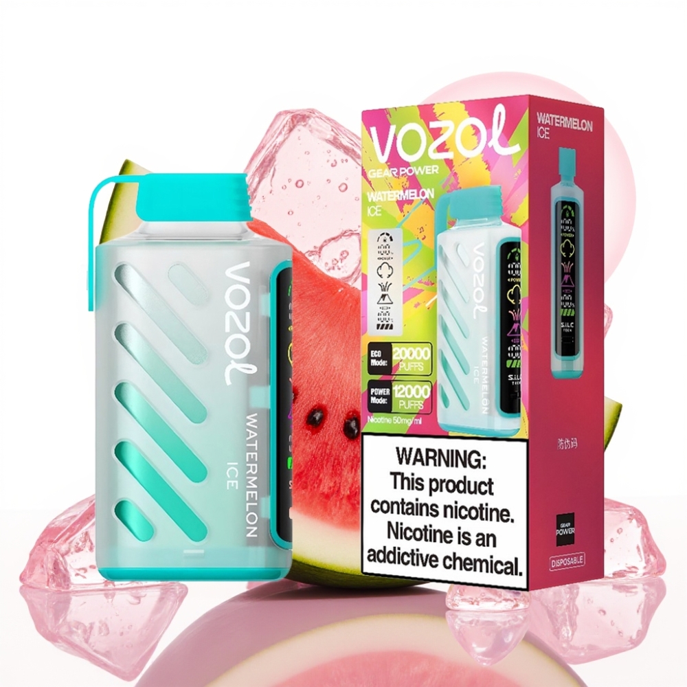 VOZOL Gear Power 20000 Puffs S.i.L.C. Tech Display Tela Cheia Sabor Melancia Gelada