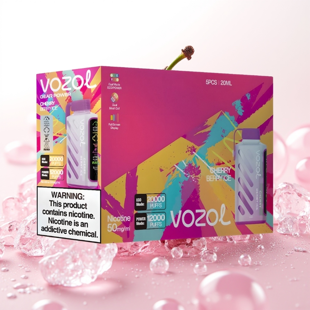 VOZOL Gear Power 20000 Puffs S.i.L.C. Tech Dual Mesh Coil 20mL 5% Cereja Berry Gelo