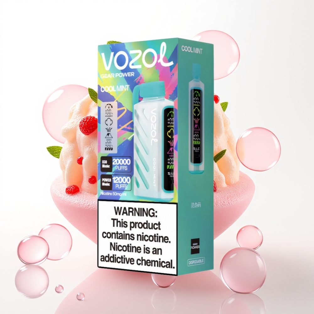VOZOL Gear Power 20000 Puffs Vape Menta Fresca com Tela Inteira e Dual Mesh Coil 20mL 5%