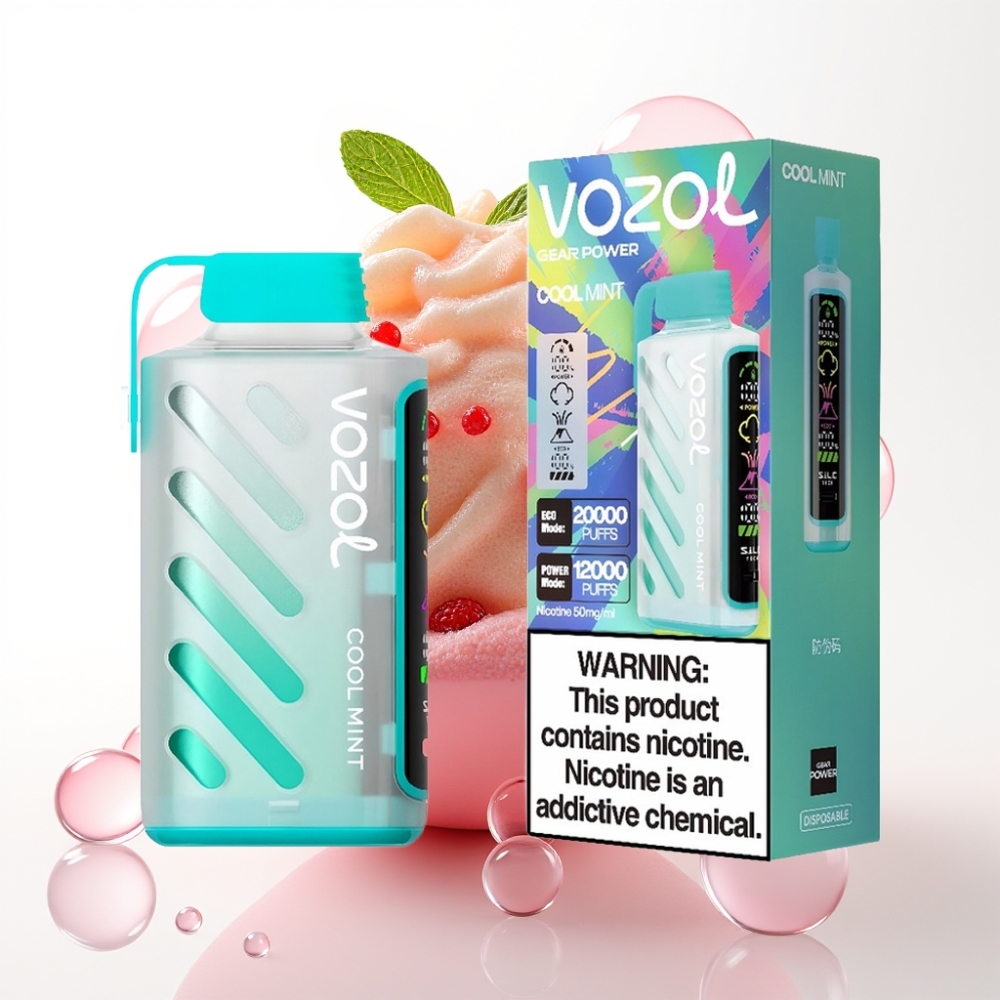 VOZOL Gear Power 20000 Puffs Vape Menta Fresca com Tela Inteira e Dual Mesh Coil 20mL 5%