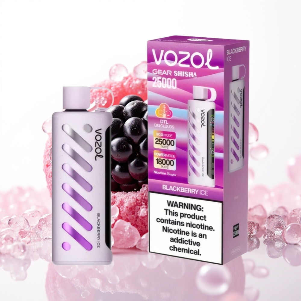 VOZOL Gear Shisha 25000 Puffs Dual Mesh S.i.L.C Tech 1000mAh 5mg/ml Mirtilo Gelo