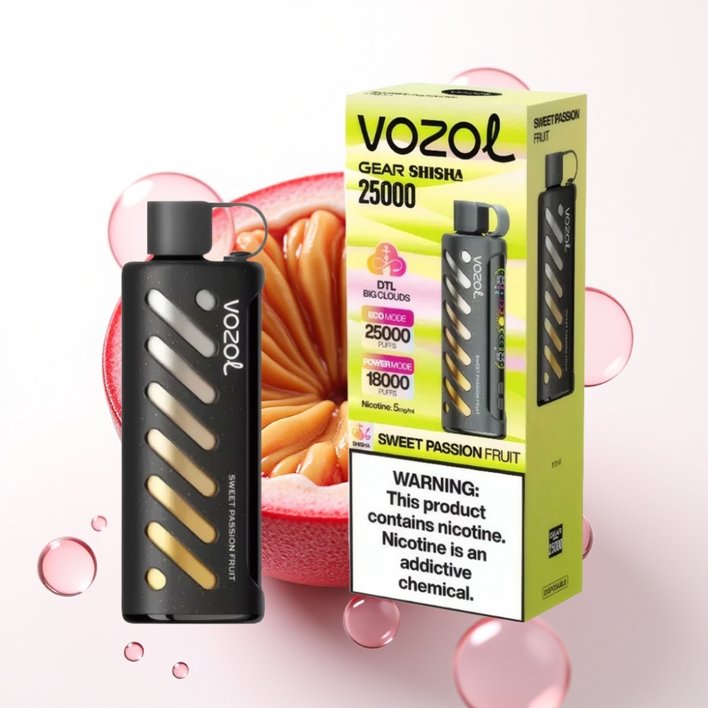 VOZOL Gear Shisha 25000 Puffs Dual Mesh S.i.L.C Tech Sabor Maracujá Doce 5mg/ml