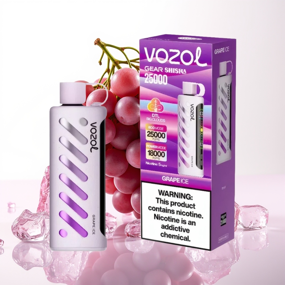 VOZOL Gear Shisha 25000 Puffs Gelo de Uva Dual Mesh 1000mAh 5mg/ml S.i.L.C Tech