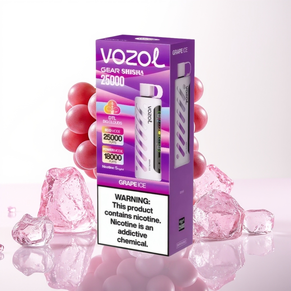 VOZOL Gear Shisha 25000 Puffs Gelo de Uva Dual Mesh 1000mAh 5mg/ml S.i.L.C Tech