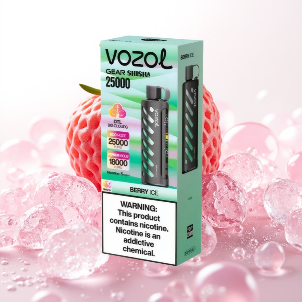 VOZOL Gear Shisha 25000 Puffs S.i.L.C Tech Dual Mesh 1000mAh 5mg/ml Groselha Gelo