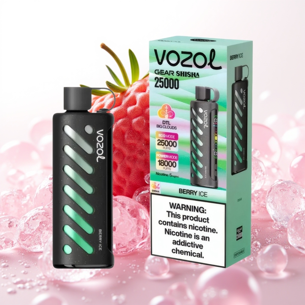 VOZOL Gear Shisha 25000 Puffs S.i.L.C Tech Dual Mesh 1000mAh 5mg/ml Groselha Gelo