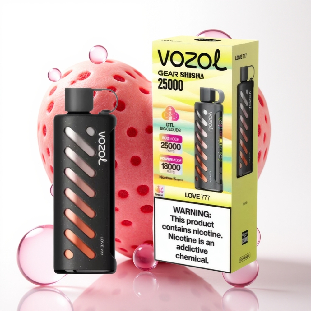 VOZOL Gear Shisha 25000 Puffs Sabor Amor 777 30 Sabores Dual Mesh 1000mAh 5mg/ml