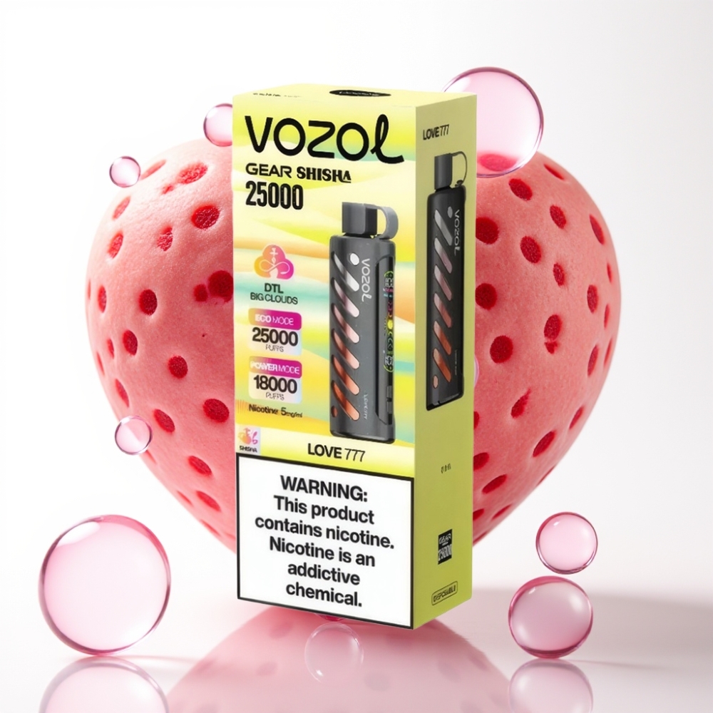 VOZOL Gear Shisha 25000 Puffs Sabor Amor 777 30 Sabores Dual Mesh 1000mAh 5mg/ml