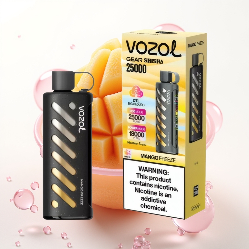 VOZOL Gear Shisha 25000 Puffs Vape Manga Gelada com S.i.L.C Tech e Dual Mesh