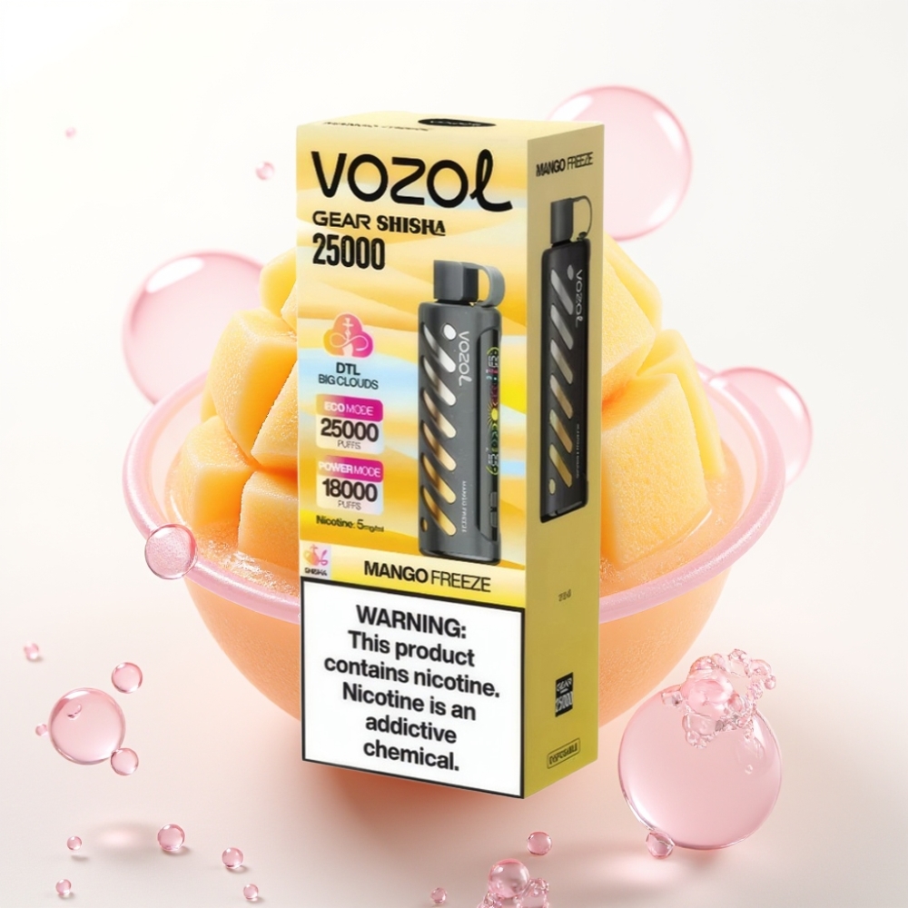 VOZOL Gear Shisha 25000 Puffs Vape Manga Gelada com S.i.L.C Tech e Dual Mesh