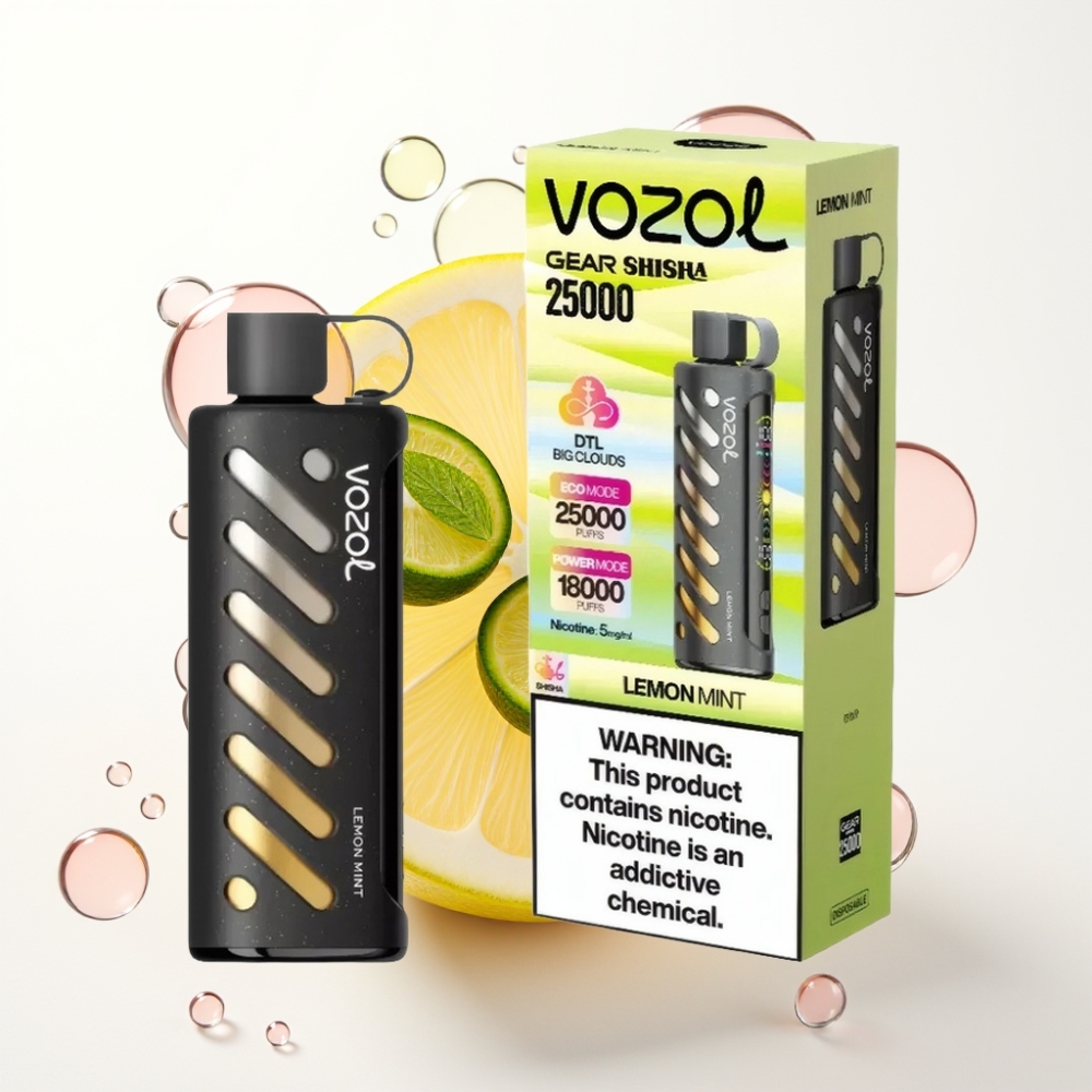 VOZOL Gear Shisha 25000 Puffs Vape Menta Limão com S.i.L.C Tech e 1000mAh