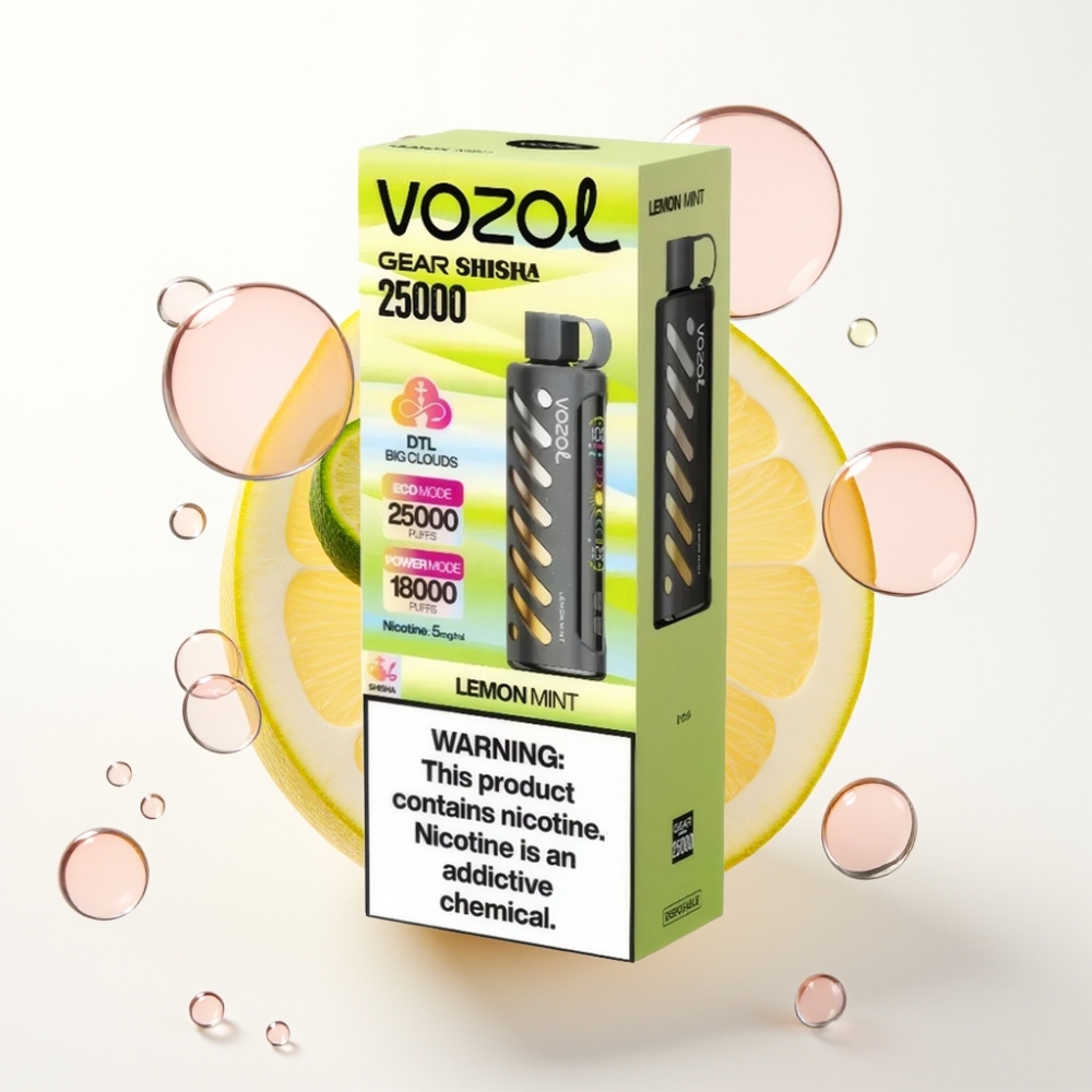 VOZOL Gear Shisha 25000 Puffs Vape Menta Limão com S.i.L.C Tech e 1000mAh
