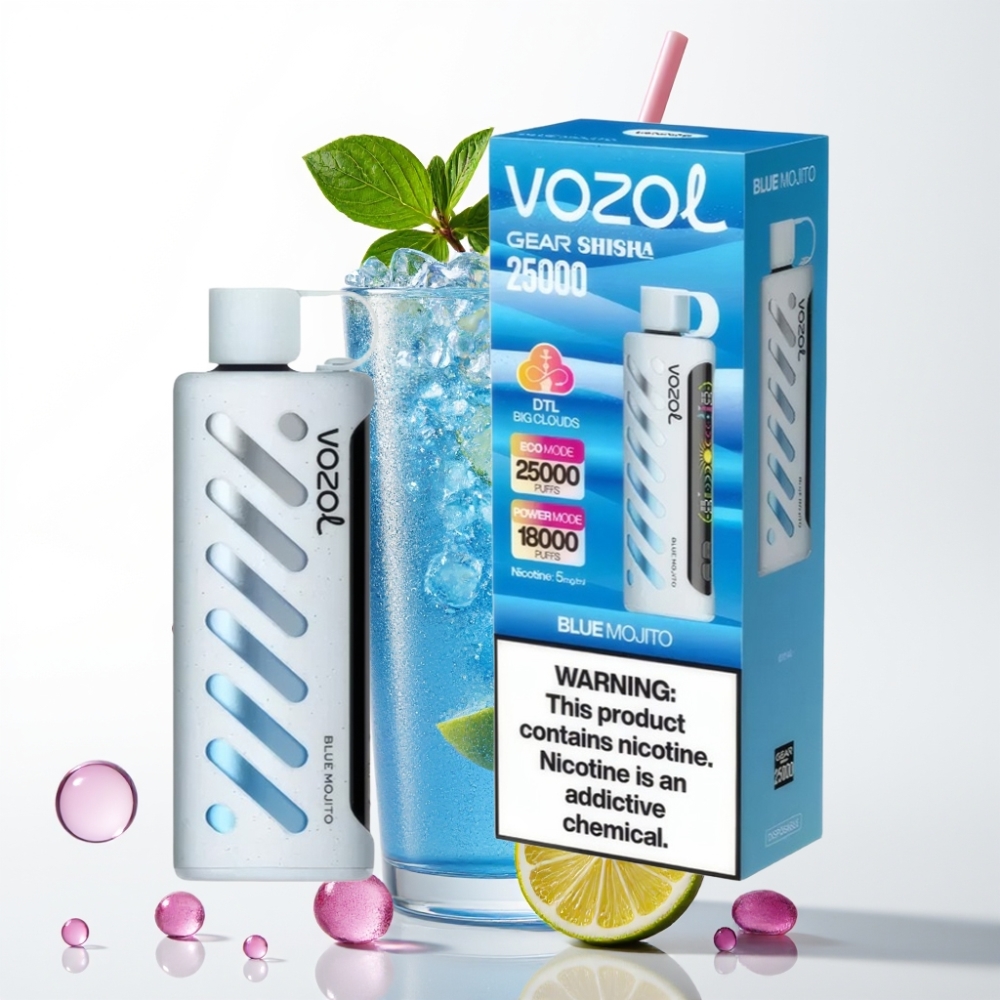 VOZOL Gear Shisha 25000 Puffs Vape Mojito Azul com S.i.L.C Tech e Dual Mesh