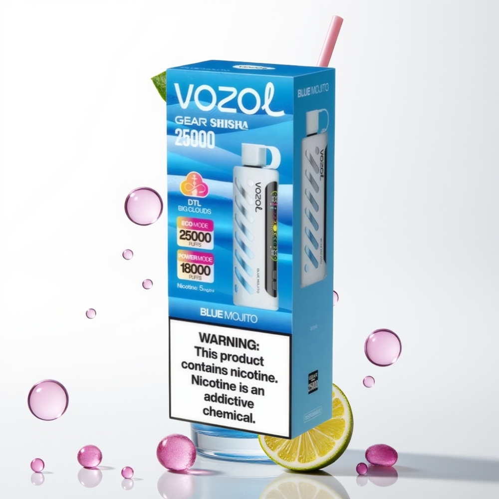 VOZOL Gear Shisha 25000 Puffs Vape Mojito Azul com S.i.L.C Tech e Dual Mesh