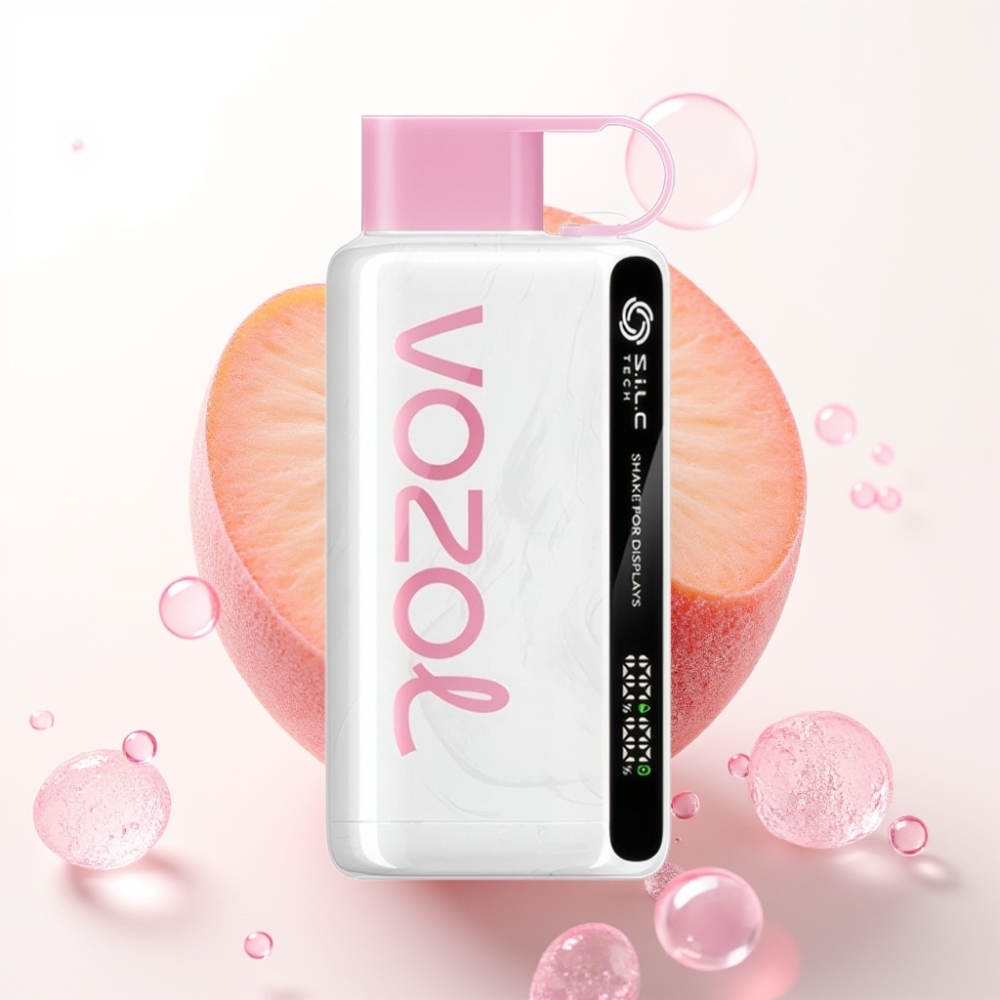 VOZOL STAR 9000/12000 Disposable Vape Gelo de Pêssego com S.i.L.C TECH, Recarga 30% Mais Rápida e 650mAh